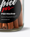 Clear Glass Jar with Cinnamon Sticks Mockup