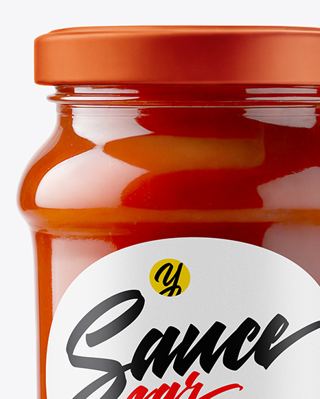 Glass Jar with Tomato Paste Mockup