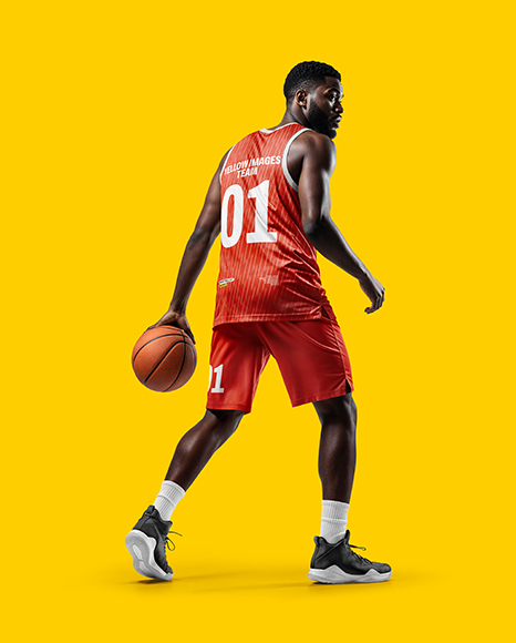 Black Man Wearing Full Basketball Kit Mockup
