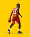 Black Man Wearing Full Basketball Kit Mockup
