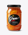 Clear Glass Jar with Peach Preserves Mockup