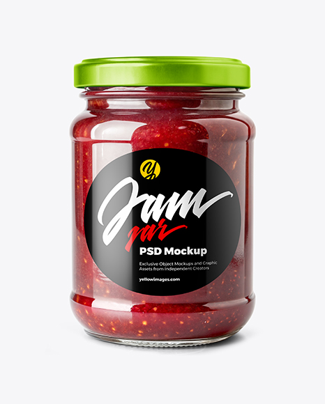 Clear Glass Jar with Raspberry Jam Mockup - Frosted glass mockup