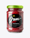 Clear Glass Jar with Raspberry Jam Mockup