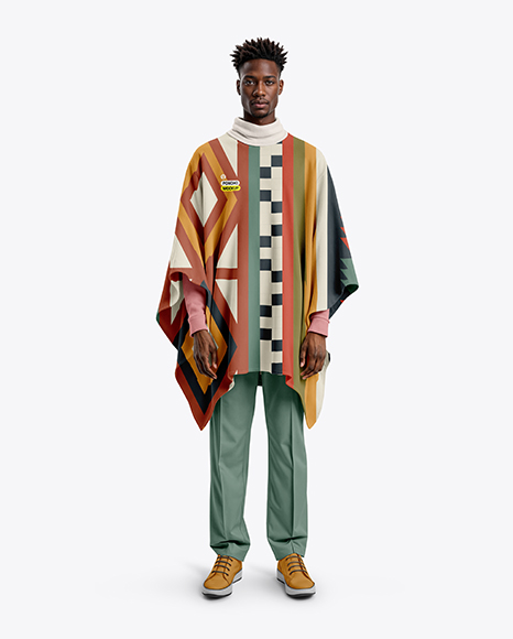 Back Man Wearing Poncho Mockup - Poncho mockups