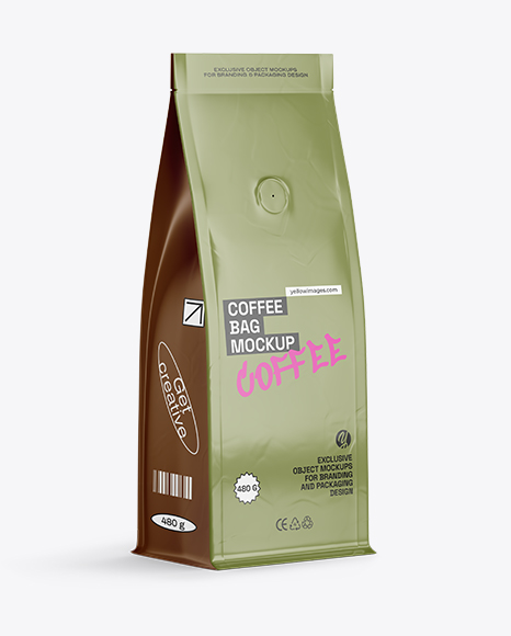 Matte Coffee Bag Mockup - Half Side view
