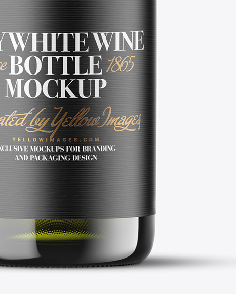 Green Glass White Wine Bottle Mockup