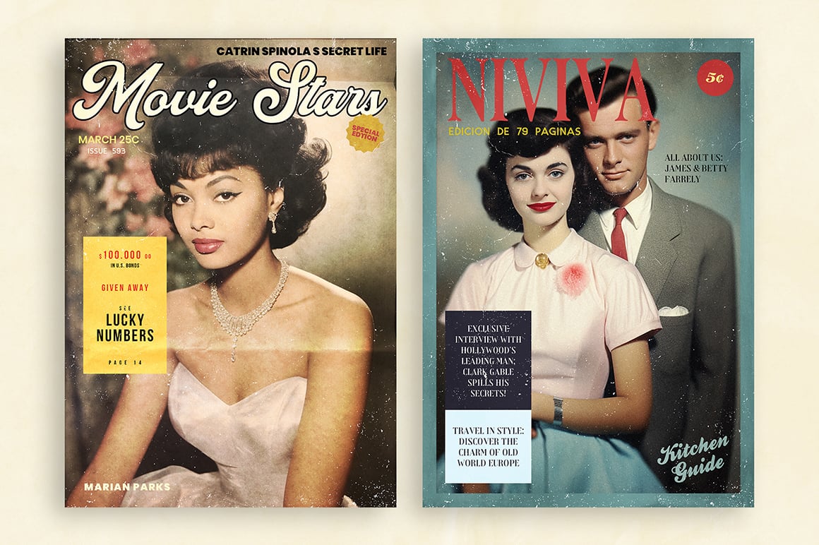 50&#039;s Magazine Cover Templates