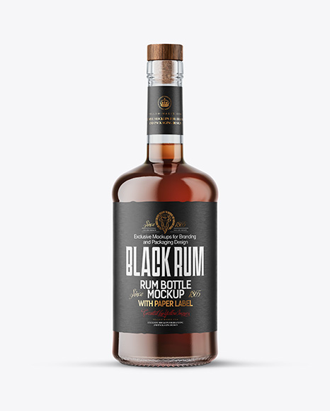 Black Rum Bottle Mockup