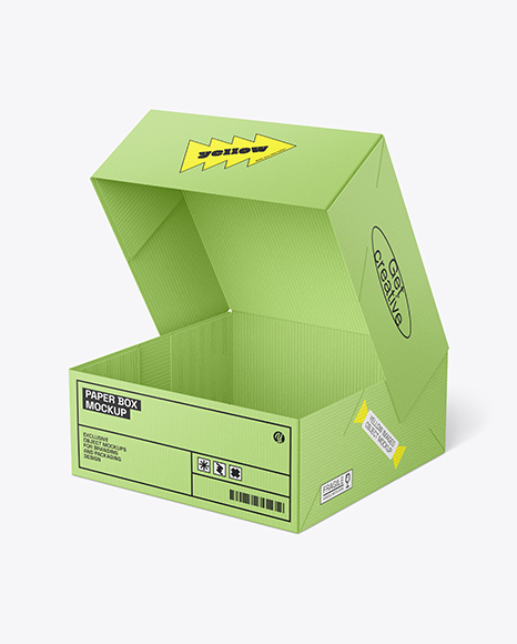 Opened Textured Cake Box Mockup - Cake+Box.+For+Fast+Food,+Gift,+Etc.+Carry+Packaging+...