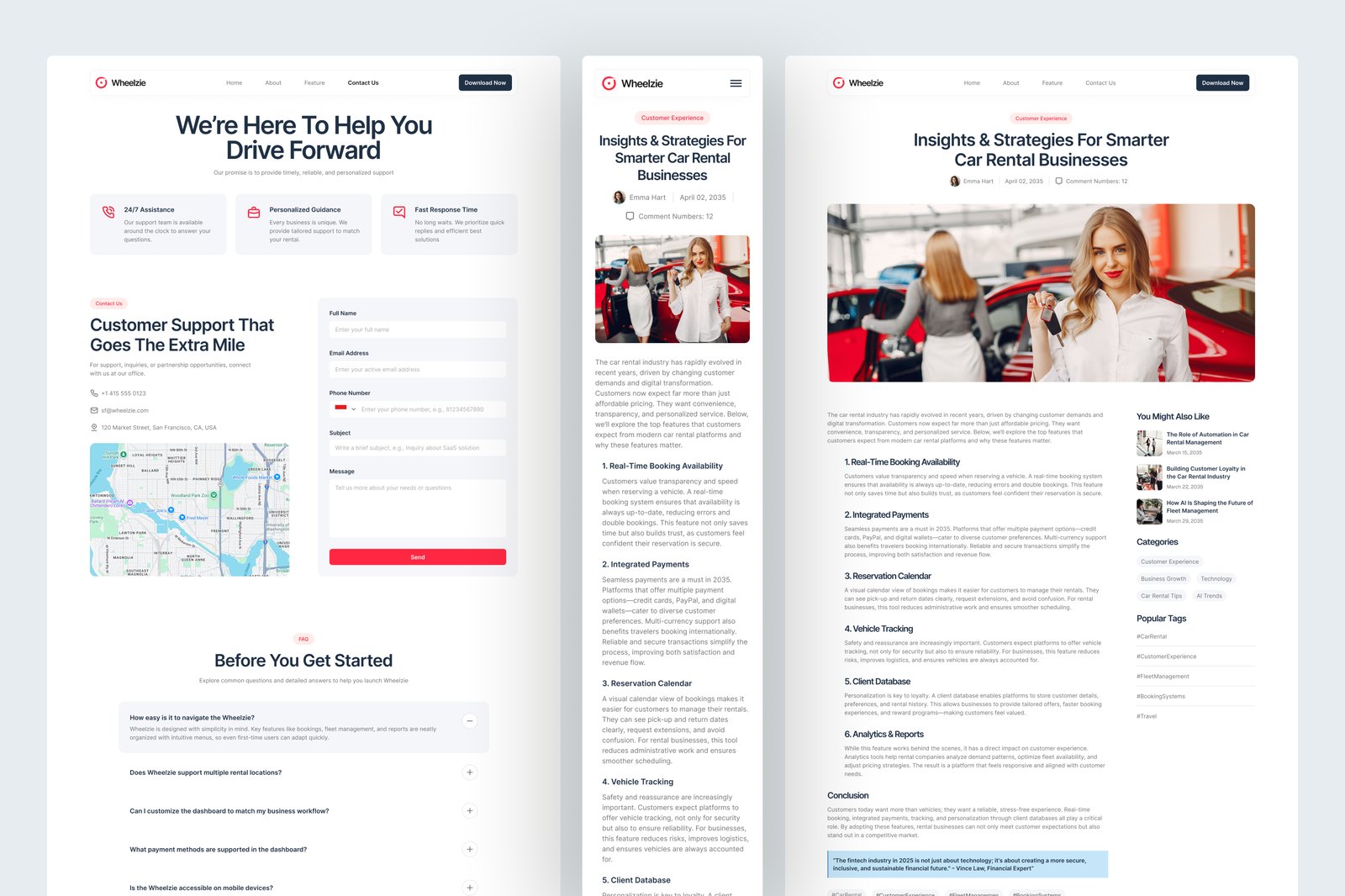 Wheelzie – Car Rental SaaS Website UI Figma Template