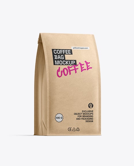 Kraft Coffee Bag Mockup – Half Side View