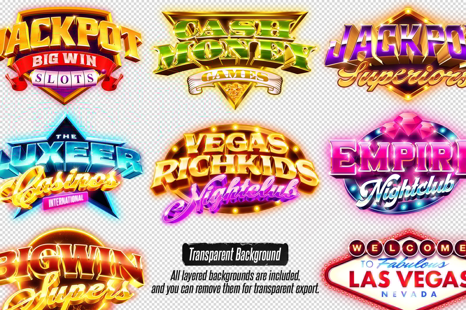 Casino Game Text Effects (12 PSDs)