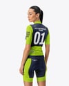 Woman Wearing Cycling Jersey and Bib Shorts Mockup