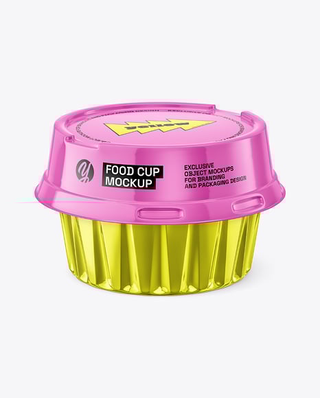 Aluminium Foil Cup with Glossy Plastic Cap Mockup