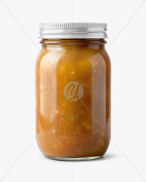 Clear Glass Jar with Apple Butter Mockup