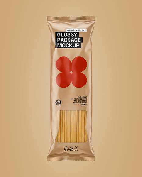 Glossy Package with Pasta Mockup