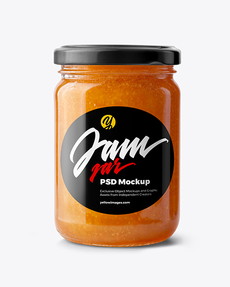 Clear Glass Jar with Peach Jam Mockup - Clear+Glass+Jar+With+Kiwi+Jam+Mockup+Yellow+Author