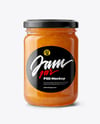 Clear Glass Jar with Peach Jam Mockup