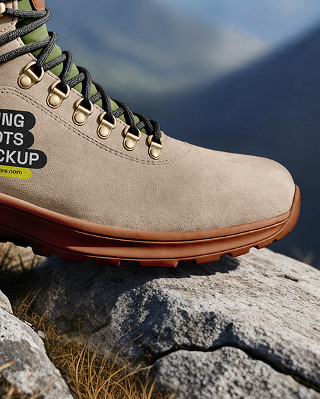 Hiking Boot on Rock Mockup