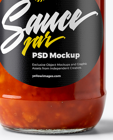 Clear Glass Jar with Tomato Salsa Mockup