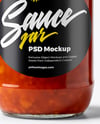 Clear Glass Jar with Tomato Salsa Mockup