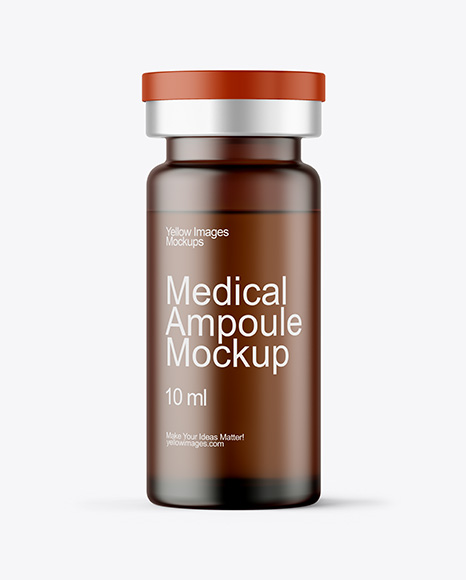 Frosted Amber Glass Medical Ampoule Mockup