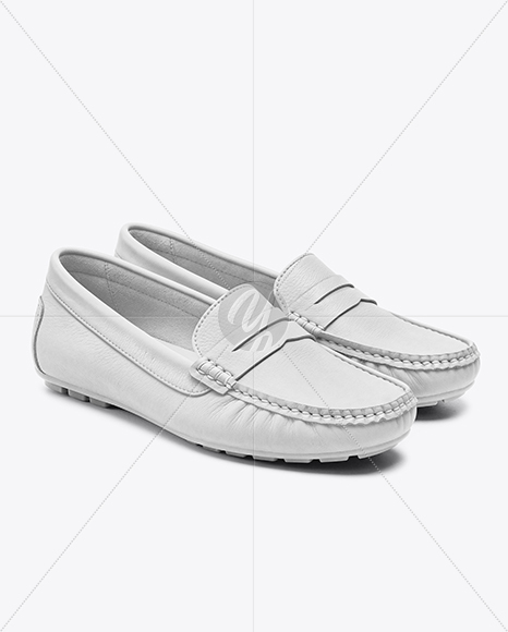 Pair of Women's Leather Moccasins Mockup