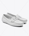 Pair of Women's Leather Moccasins Mockup