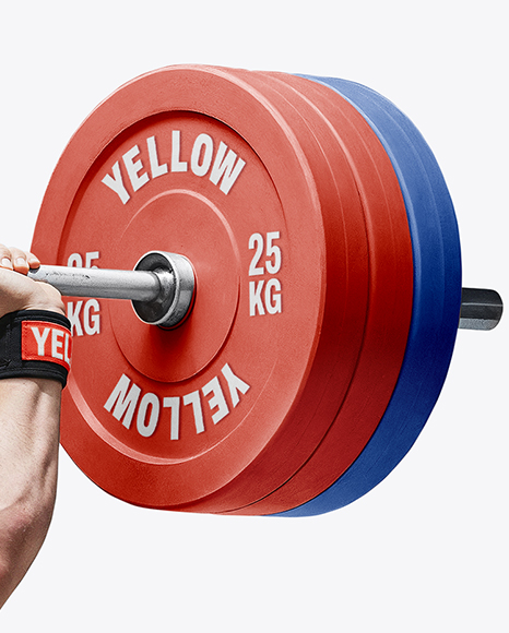 Man Wearing Weightlifing Suit with Barbell Mockup