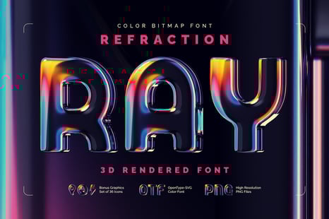 Refraction Ray - Color Bitmap Font - Abstract font