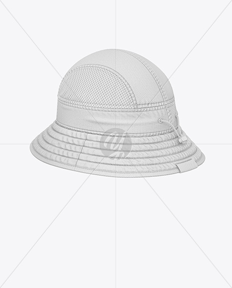Ripstop Bucket Hat Mockup - Back Half Side View