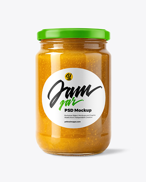 Glass Jar with Yellow Fig Jam Mockup - Search+On+Yellow+Images