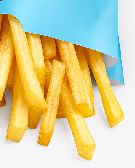 Paper Bag with French Fries Mockup