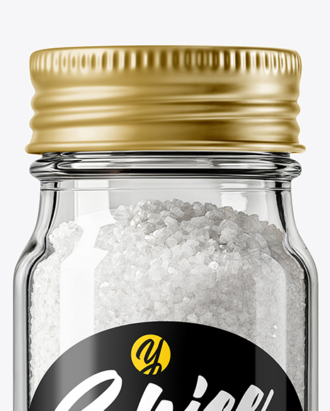 Glass Jar with Fine Salt Mockup