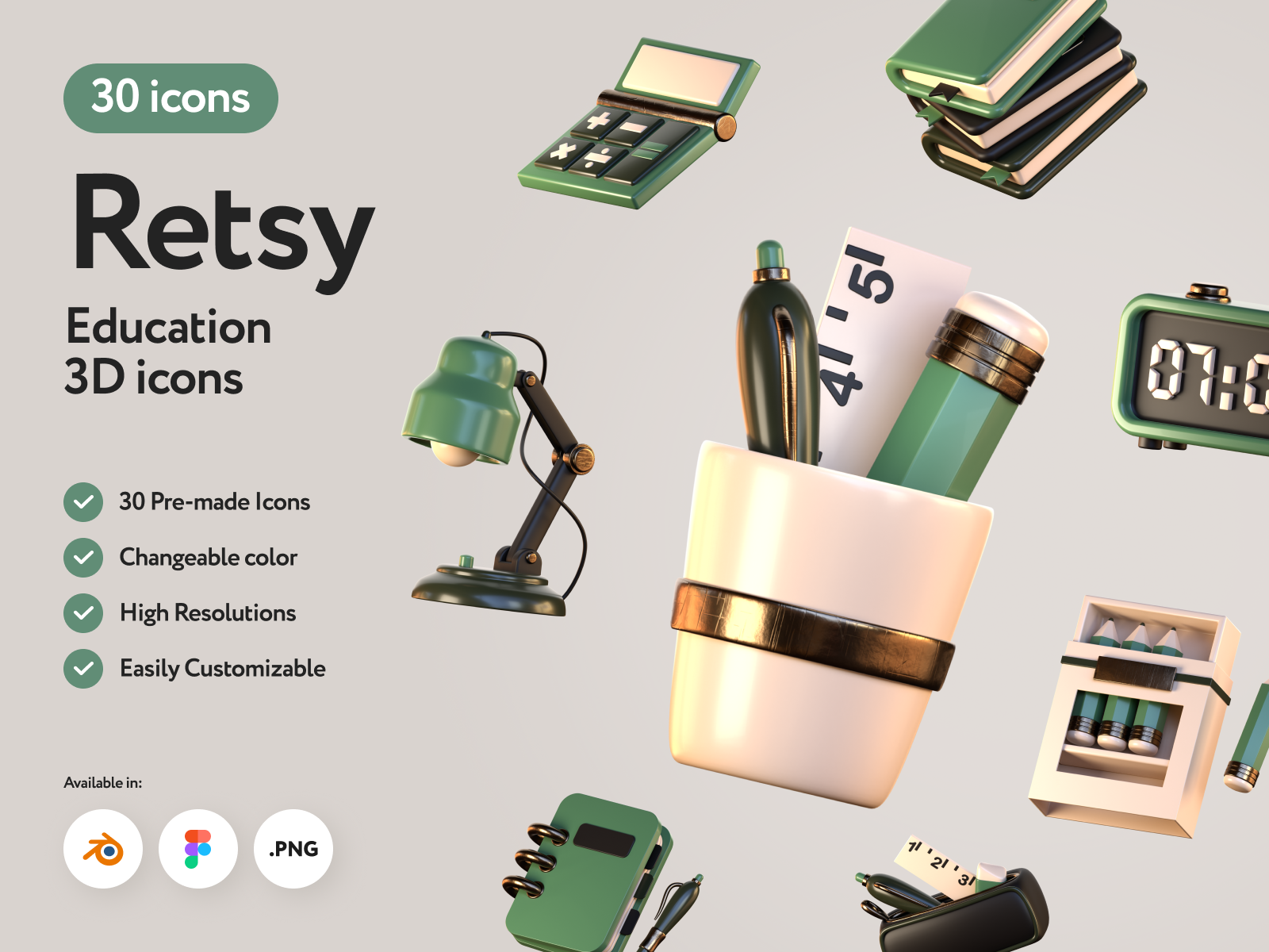 Retsy Education 3D Icons