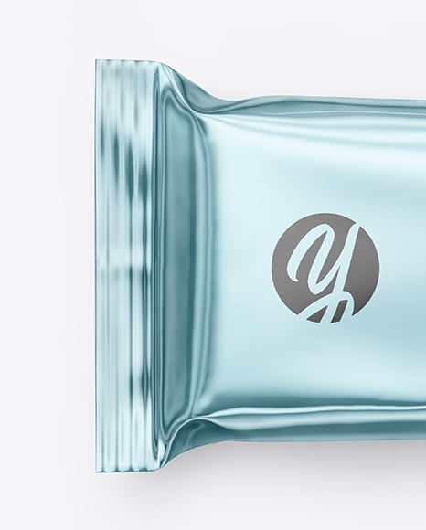 Glossy Metallic Snack Package Mockup