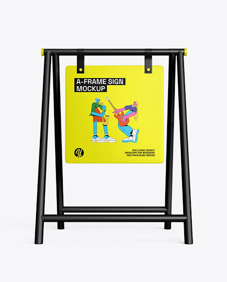 A-Frame Sign Mockup - Front View - Poster advertising mockup