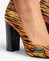 Block Heel Pumps on Woman's Legs Mockup