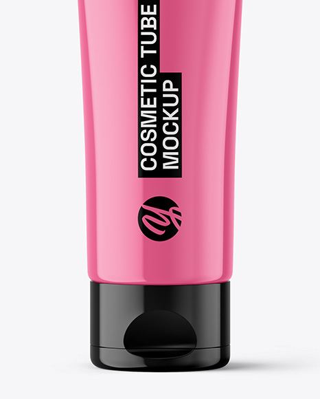 Glossy Cosmetic Tube with Box Mockup