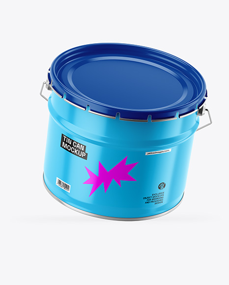 Glossy Tin Can w/ Metallic Handle Mockup
