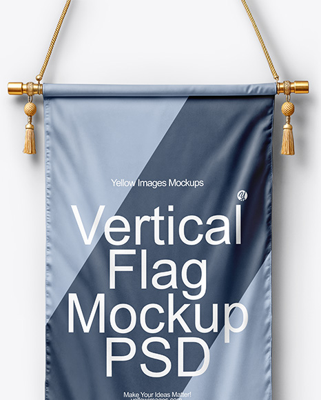 Vertical Flag With Metallic Pole Mockup