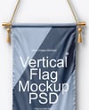 Vertical Flag With Metallic Pole Mockup