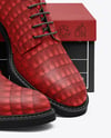 Pair of Women's Derby Shoes with Shoe Box Mockup