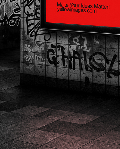 Framed Poster in Underground Passage Mockup