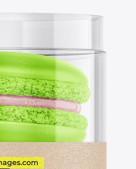 Clear Plastic Tube with Macaron Cookies Mockup