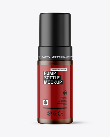 Frosted Amber Foam Pump Bottle with Box Mockup