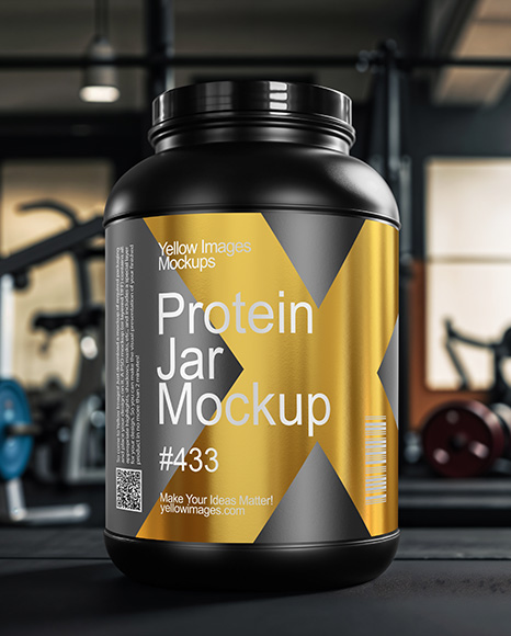 Black Protein Jar Mockup