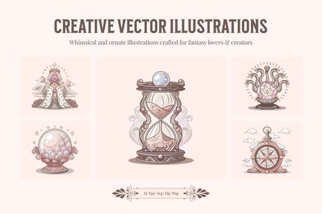 Decorative Fantasy Illustration Art Set - Graphics
