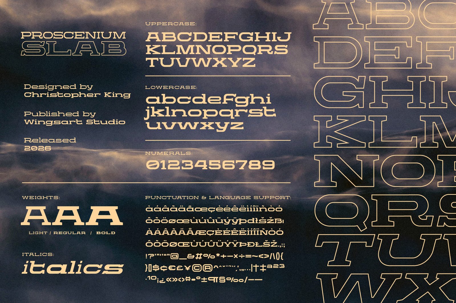 Proscenium Slab - An Ultra-Wide Title Font Designed for Cinema