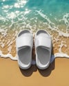 Velcro Slide Sandals on the Beach Mockup